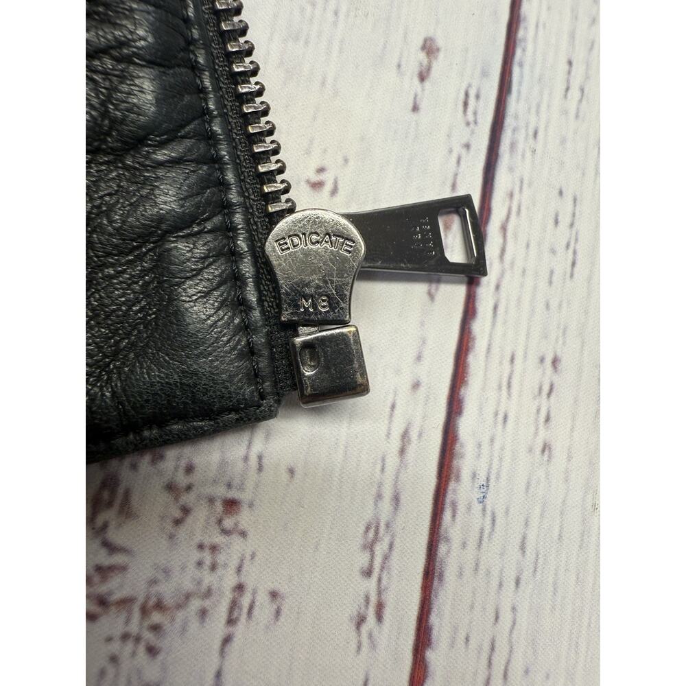 Ted Baker London Ovine Leather Jacket Women's Size 1 Lamb Shearling Fur Trim - Picture 7 of 10